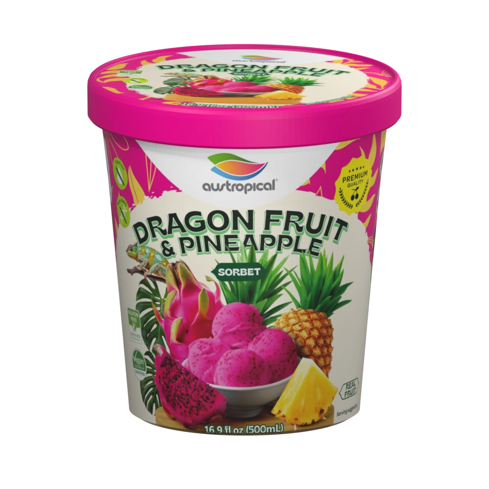 Dragon Fruit and Pineapple sorbet tub